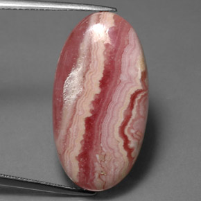19.39캐럿 천연 멀티 로즈 핑크 로도크로사이트, 타원형 컷, 26.2×14.1 mm, 불투명체