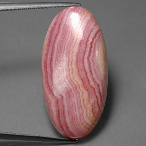 21.19캐럿 천연 멀티컬러 로도크로사이트, 타원형 컷, 27.8×14.1 mm, 불투명체