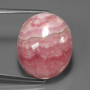 33.77캐럿 천연 멀티컬러 로도크로사이트, 타원형 컷, 23.3×19.5 mm, 불투명체