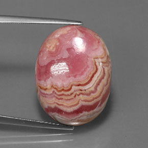 21.53캐럿 천연 멀티컬러 로도크로사이트, 타원형 컷, 21.3×16.4 mm, 불투명체
