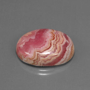 21.53캐럿 천연 멀티컬러 로도크로사이트, 타원형 컷, 21.3×16.4 mm, 불투명체