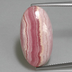 18.47캐럿 천연 멀티 로즈 핑크 로도크로사이트, 타원형 컷, 24.4×13.3 mm, 불투명체