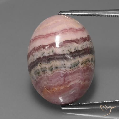 24.26캐럿 천연 멀티컬러 로도크로사이트, 타원형 컷, 20×15 mm, 불투명체