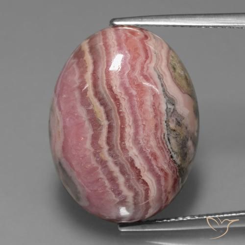 26.49ct 자연스러운 다색 로도크로사이트, 타원형, 불투명체