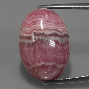 33.91캐럿 천연 멀티컬러 로도크로사이트, 타원형 컷, 23×16.1 mm, 불투명체