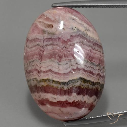 43.30ct 자연스러운 다색 로도크로사이트, 타원형, 불투명체