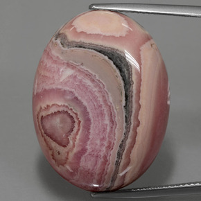 51.53캐럿 천연 멀티컬러 로도크로사이트, 타원형 컷, 27.6×20.9 mm, 불투명체