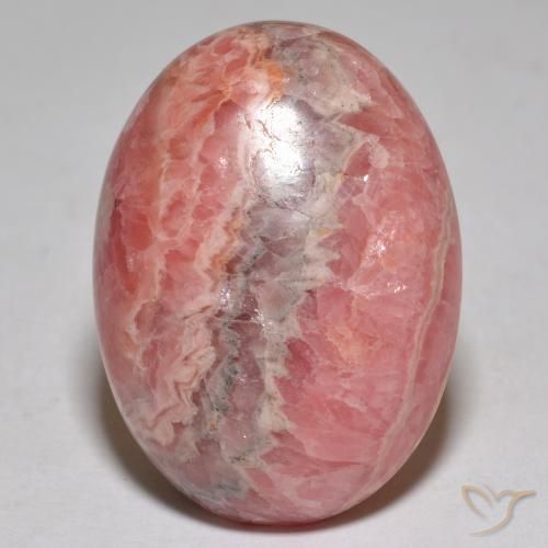 36.55캐럿 천연 다색 로도크로사이트, 타원형 컷, 불투명체