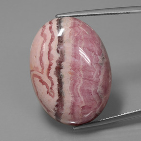 60.57캐럿 천연 멀티컬러 로도크로사이트, 타원형 컷, 29.9×22.1 mm, 불투명체