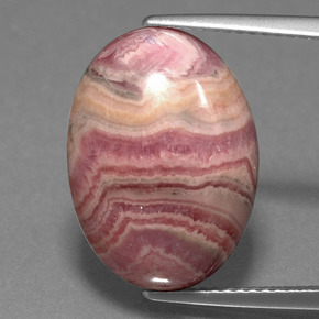 14.81캐럿 천연 멀티컬러 로도크로사이트, 타원형 컷, 17.8×13.1 mm, 불투명체