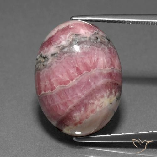 23.65ct 자연스러운 다색 로도크로사이트, 타원형, 불투명체