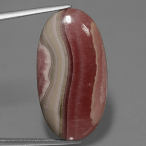 30.73캐럿 천연 멀티컬러 로도크로사이트, 타원형 컷, 29.2×15.7 mm, 불투명체