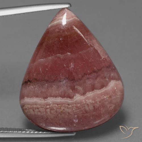 30.68ct 자연스러운 다색 로도크로사이트, 배 모양, 불투명체