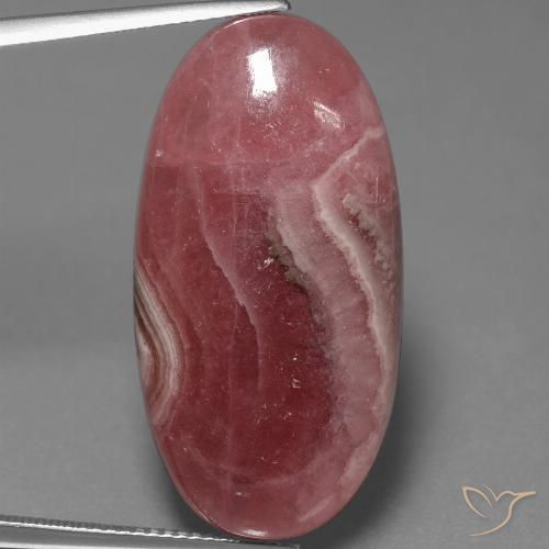 37.59ct 자연스러운 다색 로도크로사이트, 타원형, 불투명체