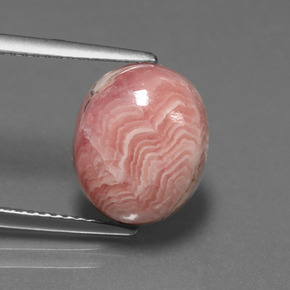 6.39캐럿 천연 멀티컬러 로도크로사이트, 타원형 컷, 12.1×10.1 mm, 불투명체