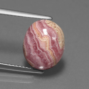 6.42캐럿 천연 멀티컬러 로도크로사이트, 타원형 컷, 12.2×10.1 mm, 불투명체