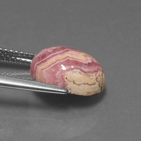 6.42캐럿 천연 멀티컬러 로도크로사이트, 타원형 컷, 12.2×10.1 mm, 불투명체