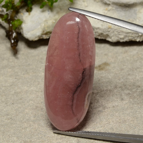 35.11캐럿 천연 멀티컬러 로도크로사이트, 타원형 컷, 36.5×15.1 mm, 투명한