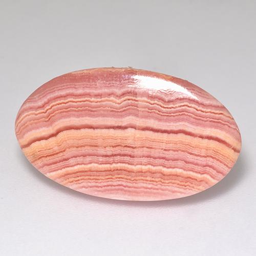 12.12캐럿 천연 멀티 로즈 핑크 로도크로사이트, 타원형 컷, 23×13.2 mm, 투명한