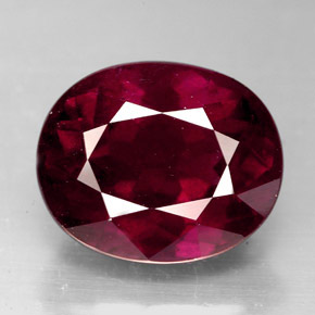 8.36캐럿 천연 퍼플 레드 로돌라이트 가넷, 타원형 컷, 12.4×10.2 mm, VS