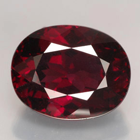 9.79캐럿 천연 딥 레드 로돌라이트 가넷, 타원형 컷, 13.4×10.6 mm, VS-SI
