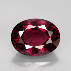 6.39캐럿 천연 핑크빛 레드 로돌라이트 가넷, 타원형 컷, 12.3×9.6 mm, VS