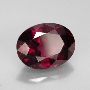 6.39캐럿 천연 핑크빛 레드 로돌라이트 가넷, 타원형 컷, 12.3×9.6 mm, VS