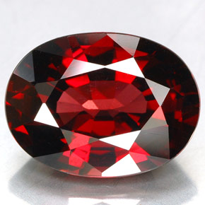 5.71캐럿 천연 딥 레드 로돌라이트 가넷, 타원형 컷, 12.2×9.1 mm, VVS
