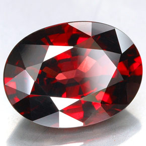 5.71캐럿 천연 딥 레드 로돌라이트 가넷, 타원형 컷, 12.2×9.1 mm, VVS