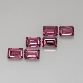 캐럿 천연 보랏빛 핑크 로돌라이트 가넷 보석, 에메랄드 컷, 6.2×4.2 mm, VVS-VS