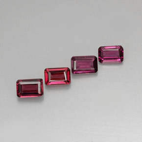 3.39캐럿 천연 보랏빛 핑크 로돌라이트 가넷 보석, 에메랄드 컷, 5.9×4.1 mm, VVS-VS