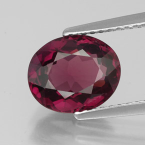 2.86캐럿 천연 라즈베리 레드 로돌라이트 가넷, 타원형 컷, 9.3×7.7 mm, VVS-VS