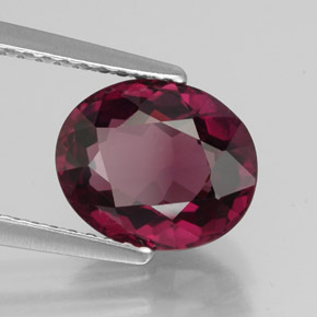 2.86캐럿 천연 라즈베리 레드 로돌라이트 가넷, 타원형 컷, 9.3×7.7 mm, VVS-VS
