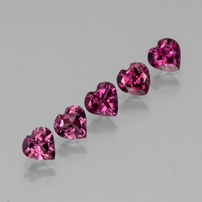 캐럿 천연 라즈베리 레드 로돌라이트 가넷 보석, 하트 모양, 4.9×4.8 mm, VS