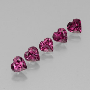 캐럿 천연 라즈베리 레드 로돌라이트 가넷 보석, 하트 모양, 4.9×4.8 mm, VS
