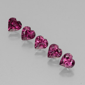 캐럿 천연 라즈베리 레드 로돌라이트 가넷 보석, 하트 모양, 4.9×4.8 mm, VS