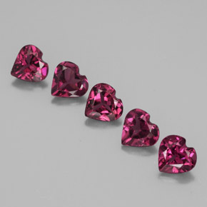 캐럿 천연 라즈베리 레드 로돌라이트 가넷 보석, 하트 모양, 5.1×4.9 mm, VS