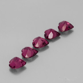 캐럿 천연 라즈베리 레드 로돌라이트 가넷 보석, 하트 모양, 5.1×4.9 mm, VS