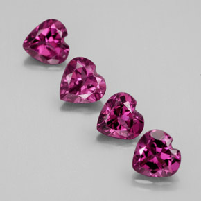 캐럿 천연 라즈베리 레드 로돌라이트 가넷 보석, 하트 모양, 4.9×4.8 mm, VS