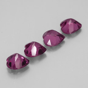 캐럿 천연 라즈베리 레드 로돌라이트 가넷 보석, 하트 모양, 4.9×4.8 mm, VS