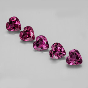 캐럿 천연 라즈베리 레드 로돌라이트 가넷 보석, 하트 모양, 4.9×4.9 mm, VS