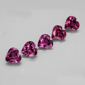 캐럿 천연 라즈베리 레드 로돌라이트 가넷 보석, 하트 모양, 4.9×4.9 mm, VS
