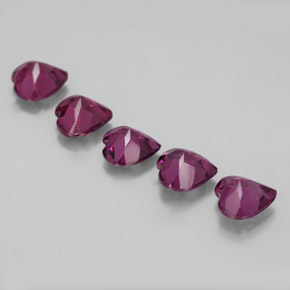 캐럿 천연 라즈베리 레드 로돌라이트 가넷 보석, 하트 모양, 4.9×4.9 mm, VS