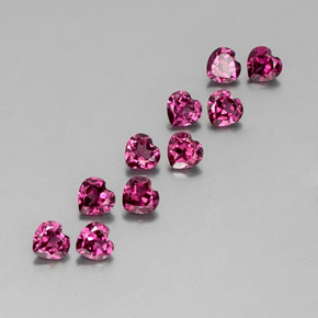캐럿 천연 라즈베리 레드 로돌라이트 가넷 보석, 하트 모양, 4×3.8 mm, VVS-VS
