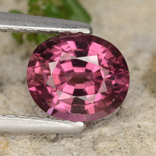 1.37캐럿 천연 핑크 베리 퍼플 로돌라이트 가넷, 타원형 컷, 7×6 mm, VS