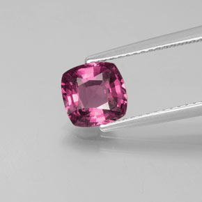 1.65캐럿 천연 라즈베리 레드 로돌라이트 가넷, 쿠션 컷, 6.9×6.9 mm, VS