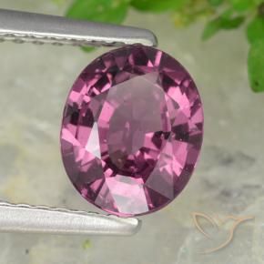 1.38캐럿 천연 미디엄 다크 퍼플 로돌라이트 가넷, 타원형 컷, 7.5×6.1 mm, VS