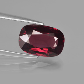 3.17캐럿 천연 라즈베리 레드 로돌라이트 가넷, 쿠션 컷, 10.6×7.2 mm, VVS-VS
