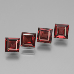 3.05캐럿 천연 딥 레드 로돌라이트 가넷 보석, 스퀘어, 5×5 mm, VS