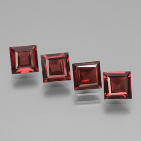 3.05캐럿 천연 딥 레드 로돌라이트 가넷 보석, 스퀘어, 5×5 mm, VS